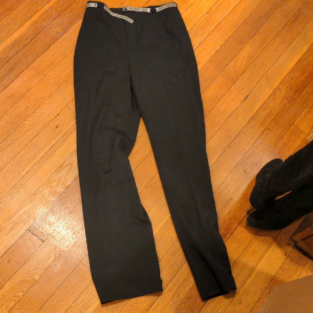 Black Dress Pants with Belt Detail